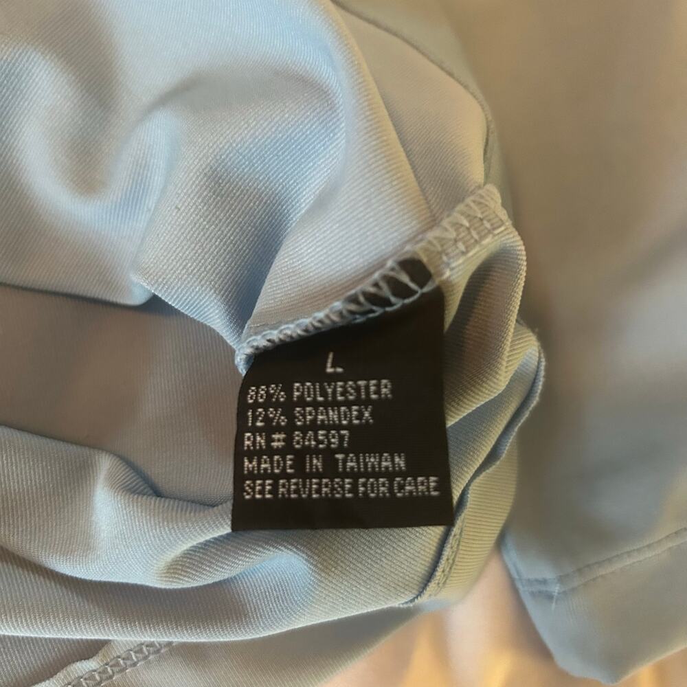 Champion 1/4 zip long sleeve athletic top in light blue with stripe. Women L - Picture 6 of 7